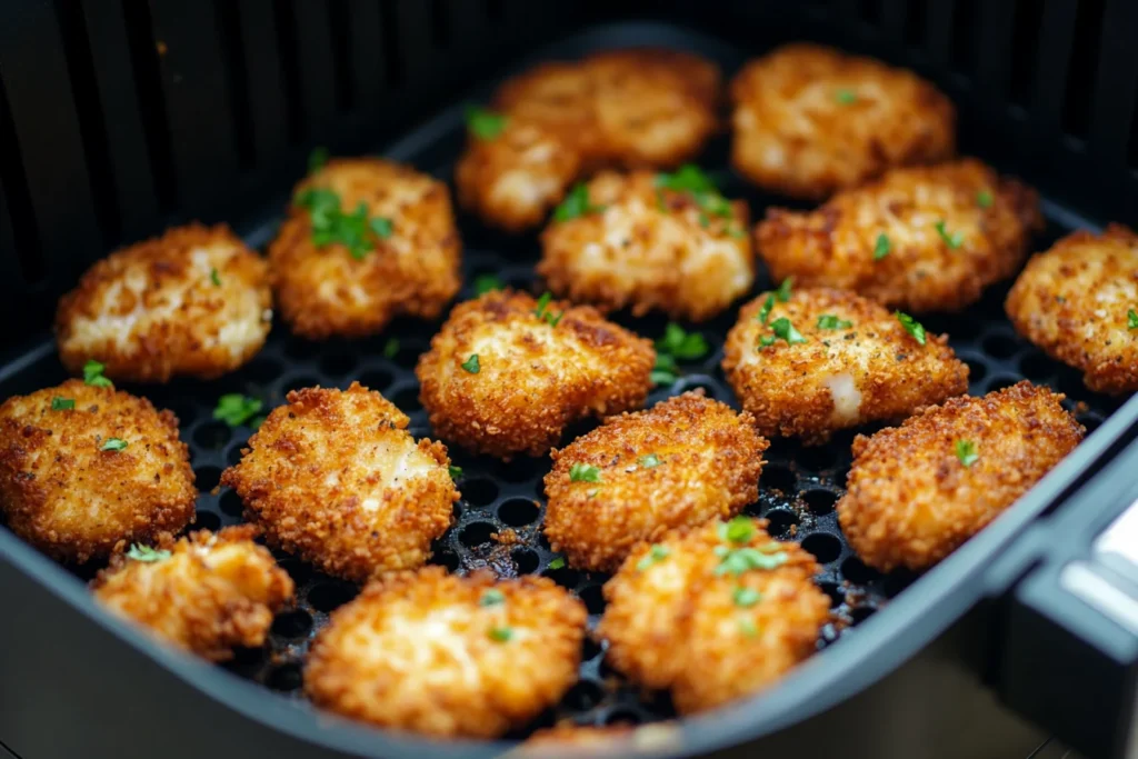 Chicken nuggets in an air fryer basket. Do Chicken Nuggets Taste Better in the Air Fryer?