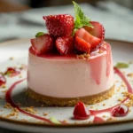 A strawberry cheesecake topped with fresh strawberries and a glossy glaze on a graham cracker crust. What is Strawberry Cheesecake Made Of?