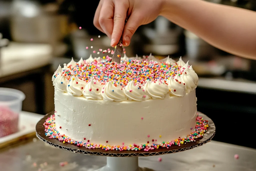 u8635464461 A pastry chef adding sprinkles to a cake to make cb43a8f5 4d39 421b 96bc b28b8203e560 1 What's the Dessert Chef Called?