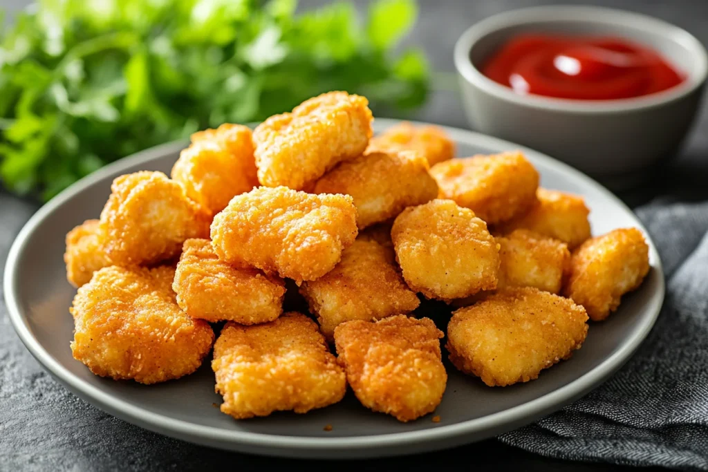Crispy chicken nuggets cooked in an air fryer. Why Are My Air Fryer Nuggets Soggy?