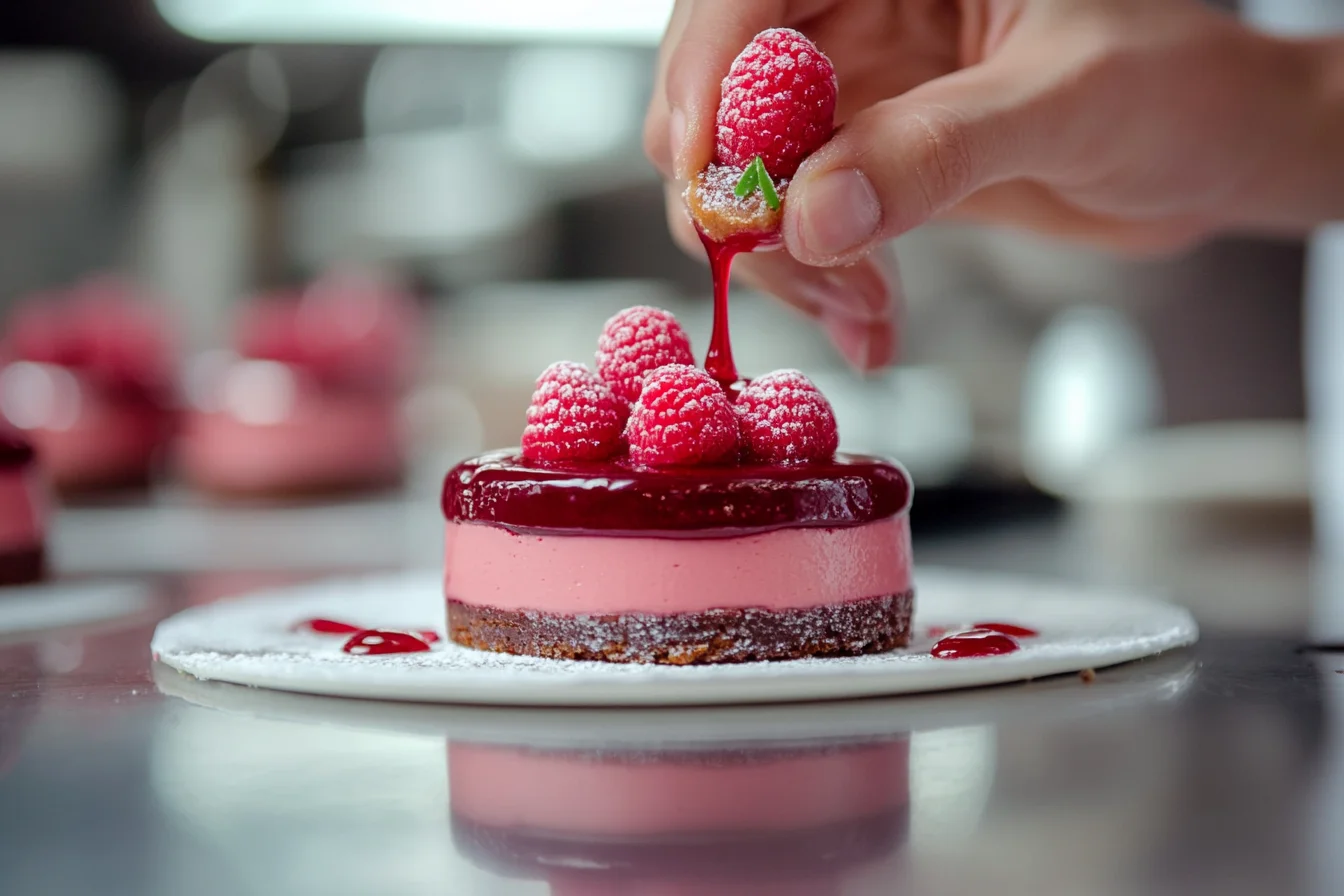 Pastry chef decorating a dessert in a professional kitchen. How to Become a Dessert Chef