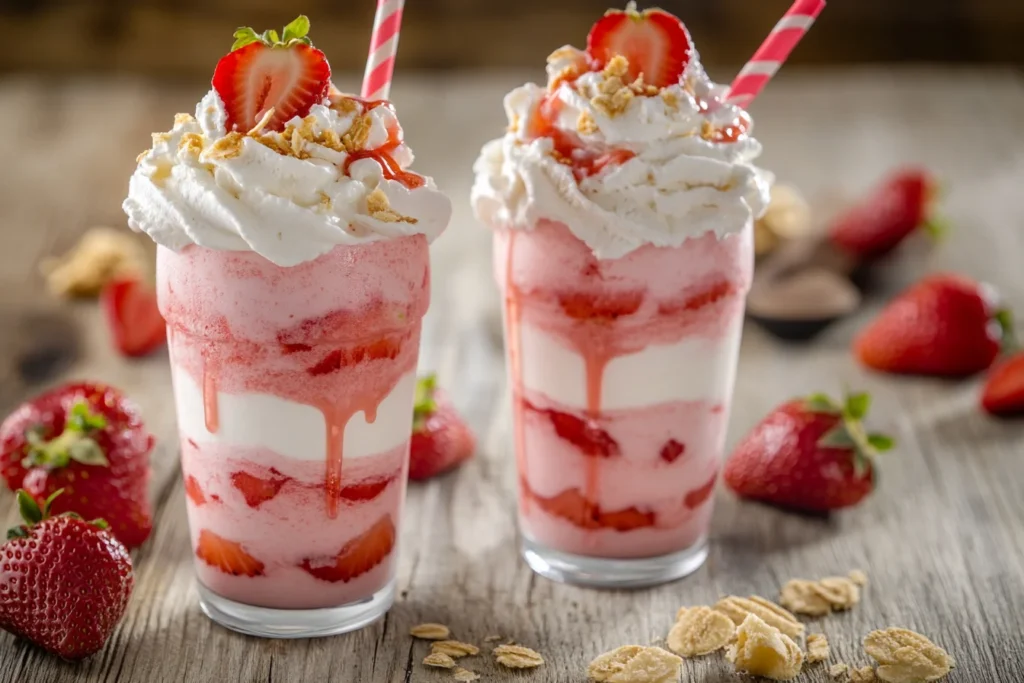 u8635464461 A strawberry cheesecake shake made with low fat i 9eb21cc3 c538 4a97 8f28 87983ffa26bf 0 How Many Calories Are in a Strawberry Cheesecake Shake?