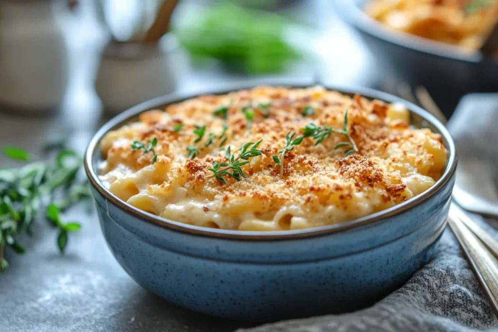 Classic Kraft Mac and Cheese in a blue bowl. Kraft Mac and Cheese Recipe