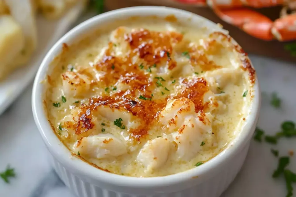 freecompress u8635464461 A close up overhead shot of a savory crab brulee ca8e9d67 554d 4491 9524 e010031c03b9 3 Crab Brulee Recipe: A Rich, Creamy Seafood Delight