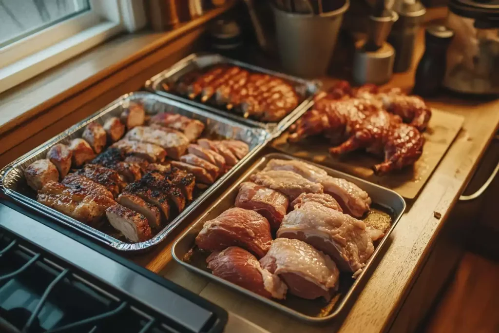freecompress u8635464461 A top down photo showing a variety of beginner fr 567b3c67 a874 456e beeb 37a9e49f6912 0 What Is the Best Meat to Smoke for Beginners?