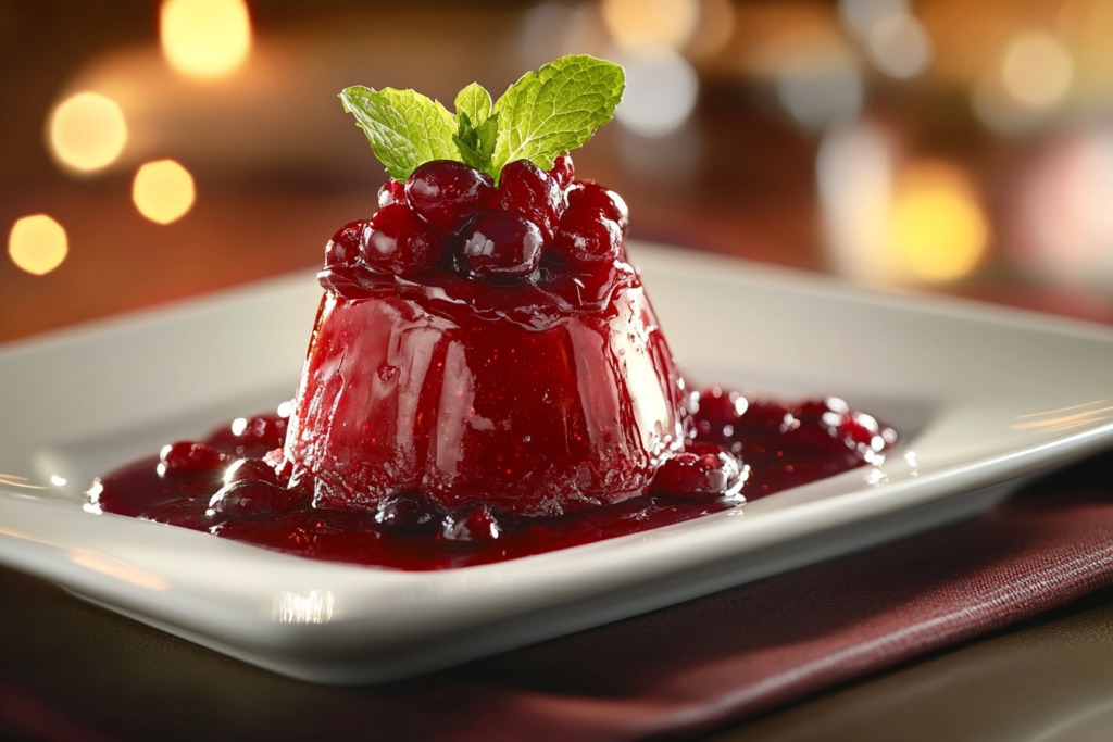 Ocean Spray cranberry sauce in a serving dish