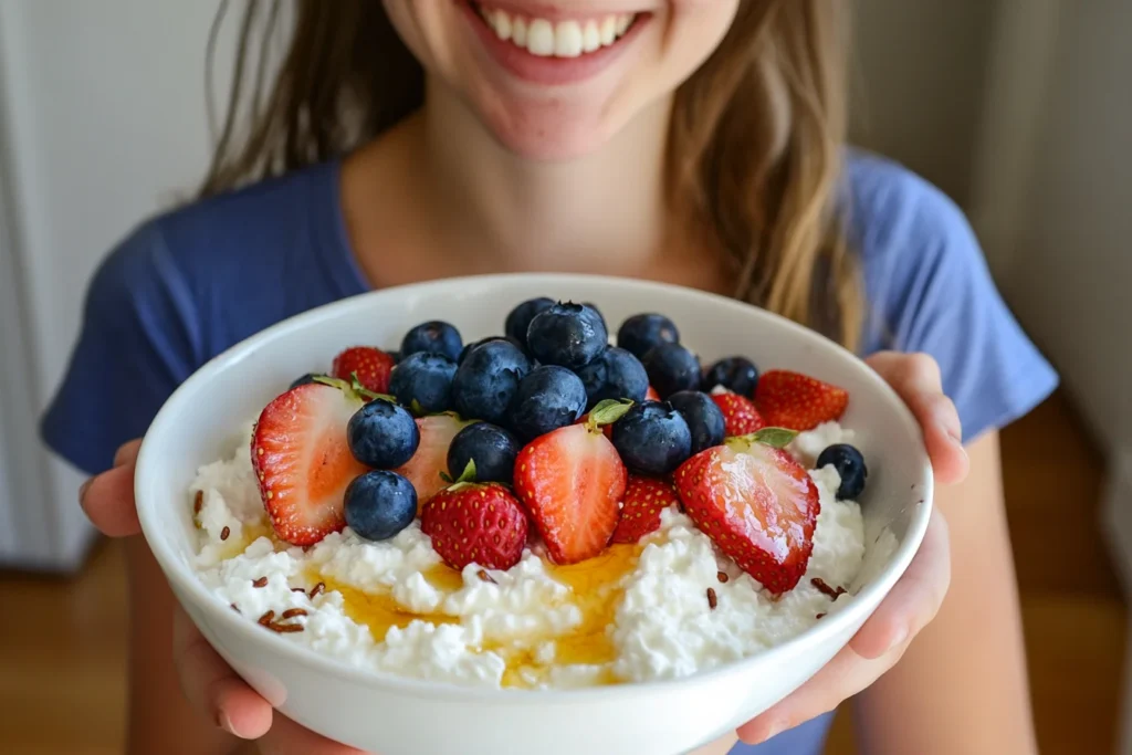 u8635464461 A bowl of creamy cottage cheese topped with fresh 31f1b82d 6e98 48e9 899c 3e1e8cd90854 1 How Do You Enjoy Cottage Cheese?