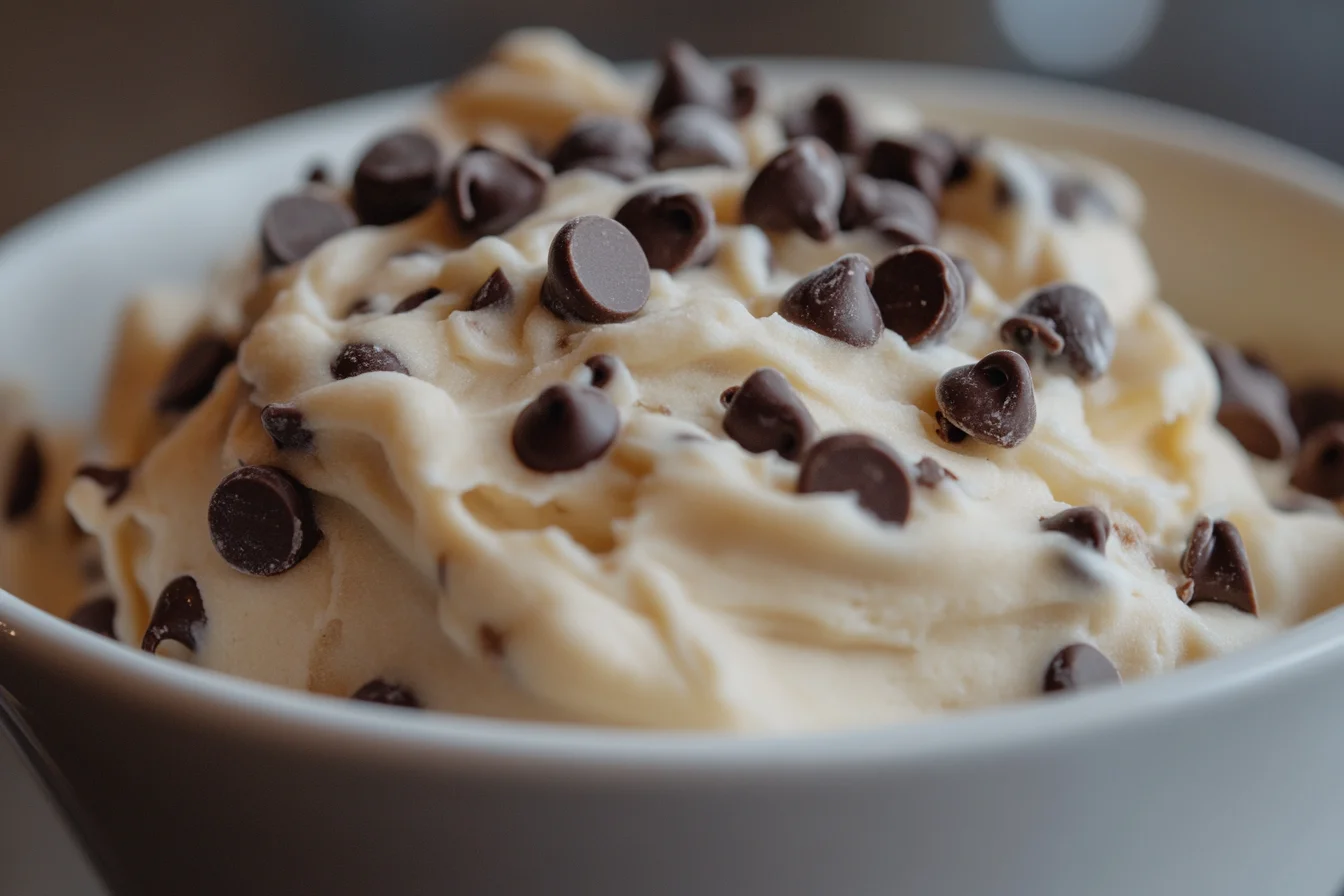A bowl of edible cookie dough with chocolate chips. How popular is cookie dough?