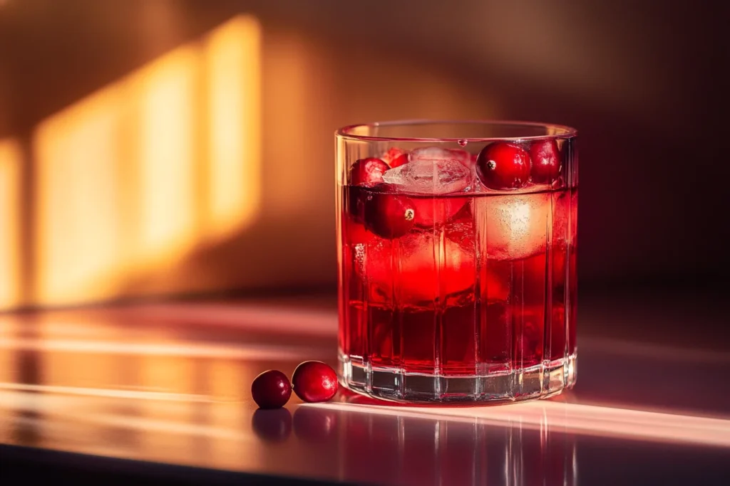 Glass of Ocean Spray Cranberry juice on a wooden table. What Does Ocean Spray Cranberry Juice Do for You?