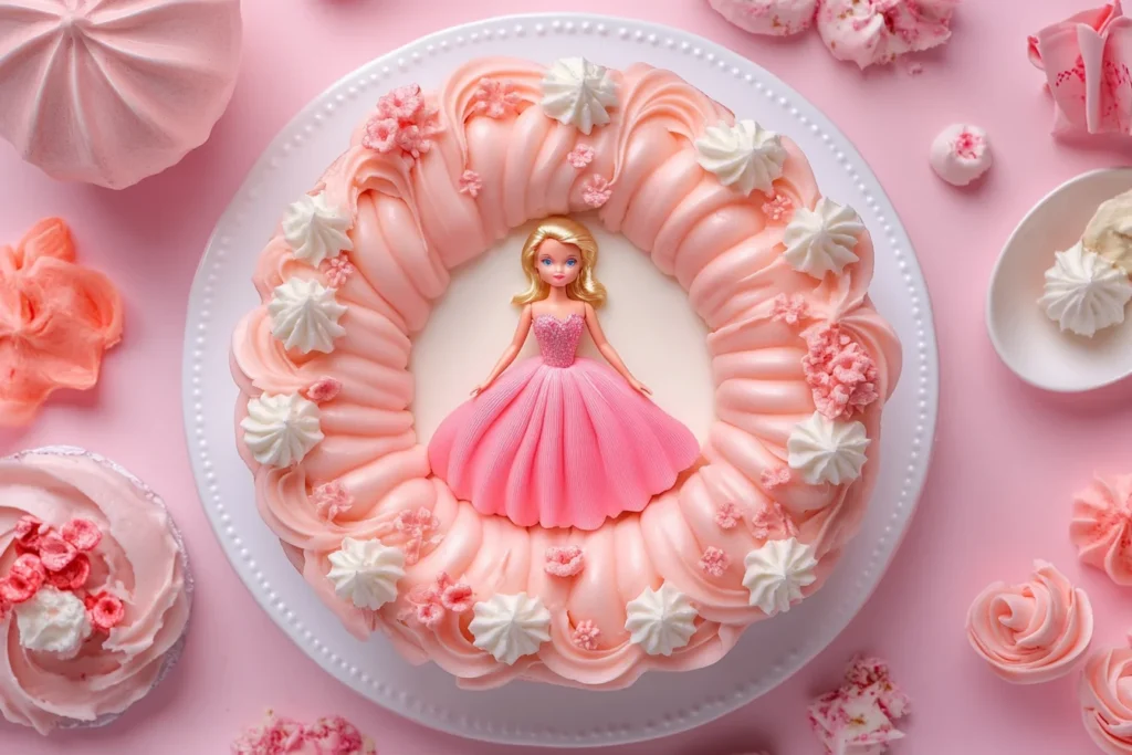 u8635464461 A top down view of a pink fondant decorated Barbi cb0048c4 0828 45e7 8b86 0b8cf39b8ef4 2 Can you use a bundt pan for a Barbie cake?