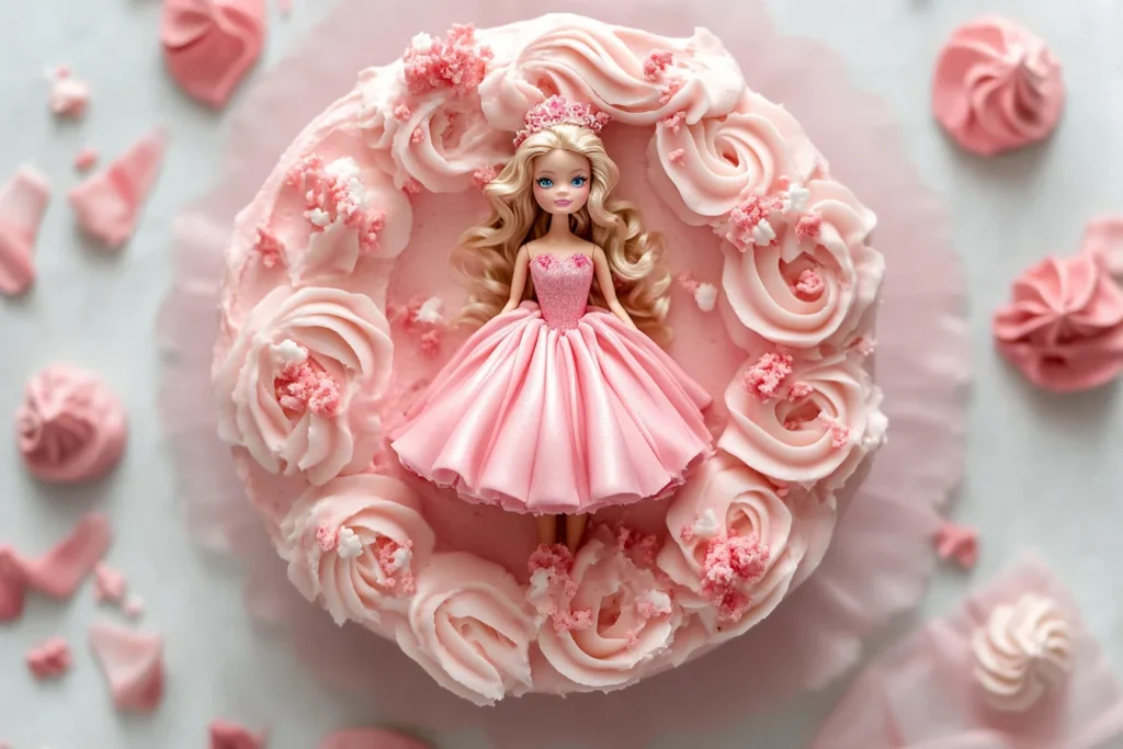 u8635464461 A top down view of a pink fondant decorated Barbi cb0048c4 0828 45e7 8b86 0b8cf39b8ef4 3 Can you use a bundt pan for a Barbie cake?