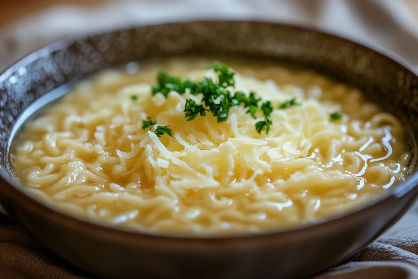 A bowl of pastina soup served warm, illustrating why is pastina so popular?