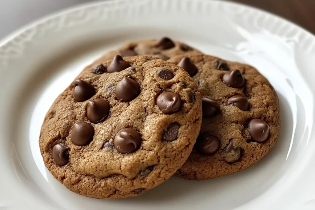 A plate of chocolate chip cookies stacked high, illustrating how many people like chocolate chip cookies?