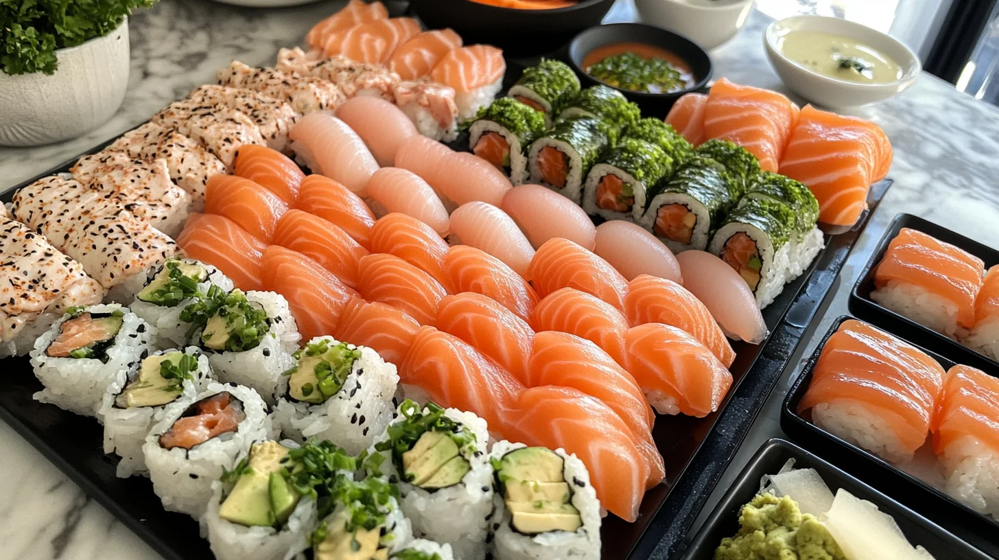 What are the best ingredients for fish food? arranged on a wooden board