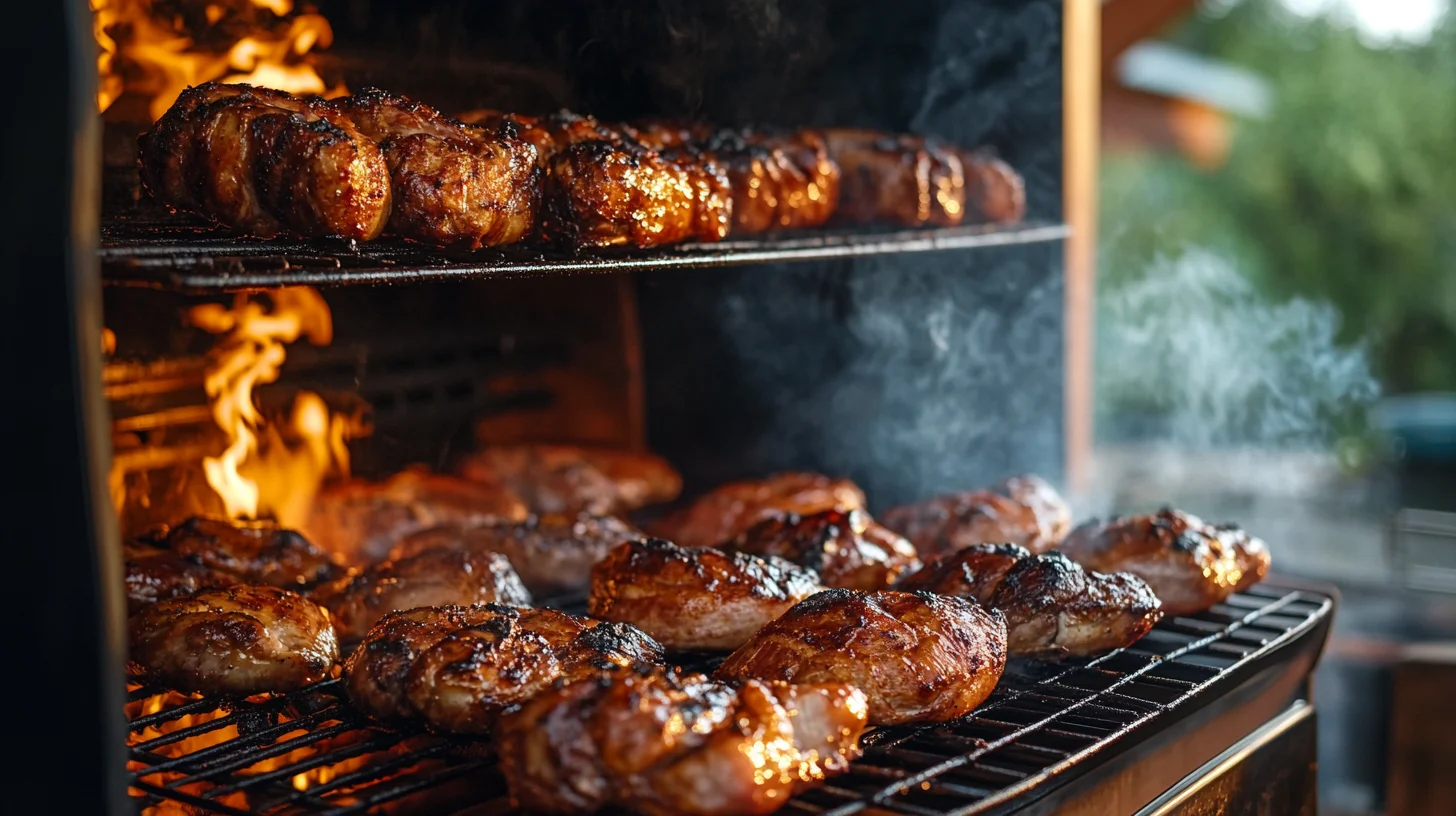 Overhead view of smoked pork shoulder and chicken on a cutting board, What is the best meat to smoke for beginners?