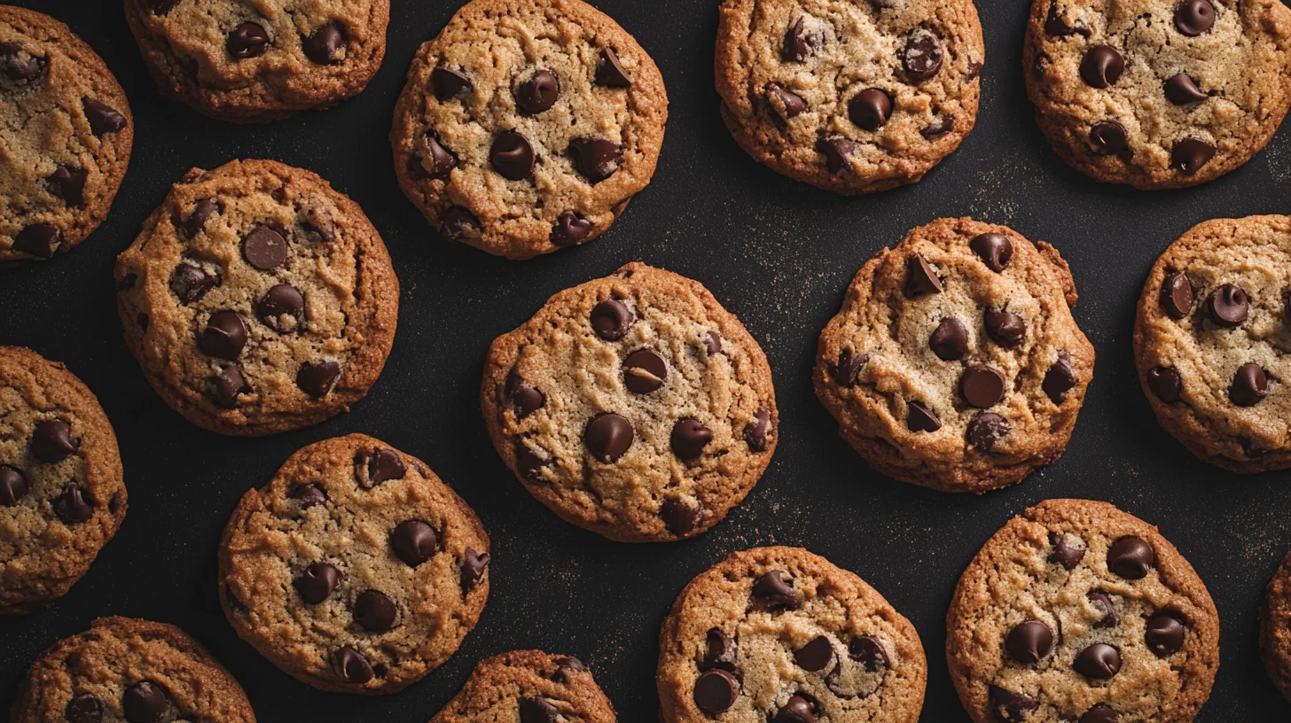 A freshly baked plate of chocolate chip cookies on a kitchen counter, why do people like chocolate chip cookies?