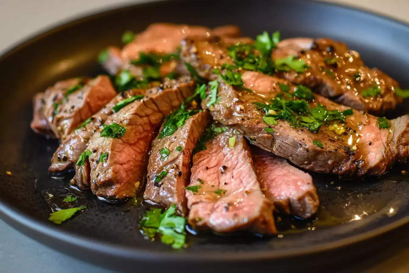 Slices of cooked beef spleen, ready to eat
