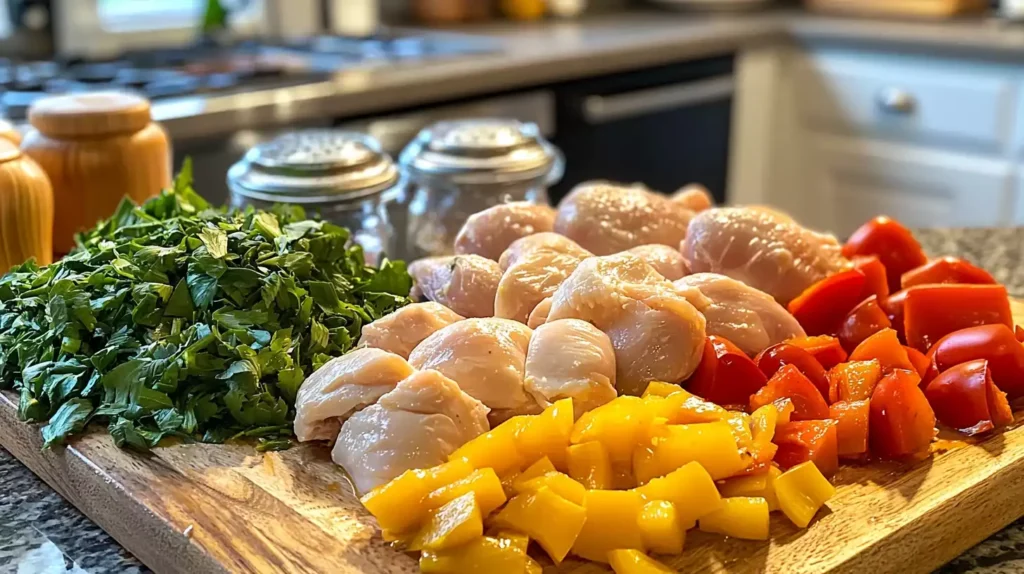 freecompress u8635464461 Simple photo of cooked chicken and fresh vegetabl 28e649b6 dd59 45f1 94da f46996b189b6 2 Do You Cook the Chicken Before Putting it in Soup? 7 Ultimate Tips!