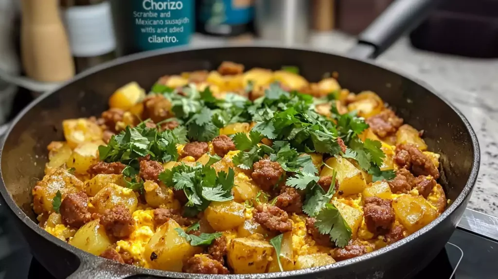 Chorizo and potato scramble, a Mexican variation