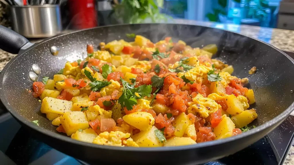 What is a Mexican dish with eggs and potatoes? Huevos con Papas