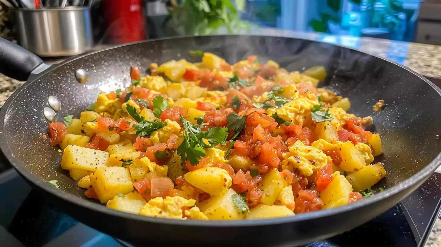 What is a Mexican dish with eggs and potatoes? Huevos con Papas