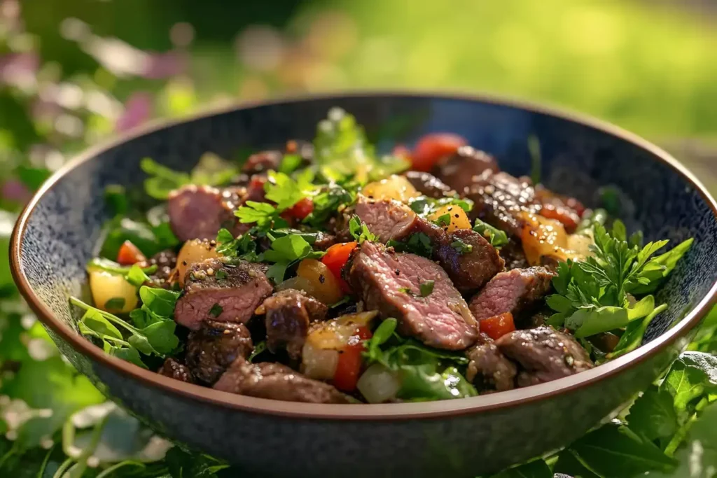 A serving of a nutritious dish with beef spleen.