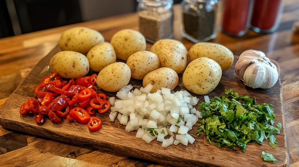 Fresh ingredients for a delicious Mexican potatoes breakfast recipe